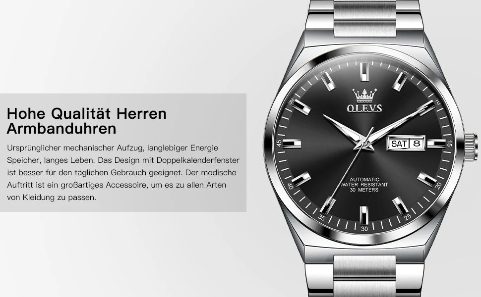 OLEVS 9907 NEW Business Watch for Men Fully Automatic Mechanical Movement Classic Date Week High-end Luxury Wrist watch for Men