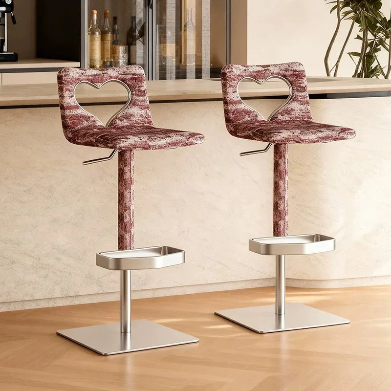 Minimalist Italian-Style Bar Stool by Xiaomujin, Suitable for Designer Villas, Living Rooms, and Dining Rooms, Dopamine Island Chair, Adjustable Height High Stool