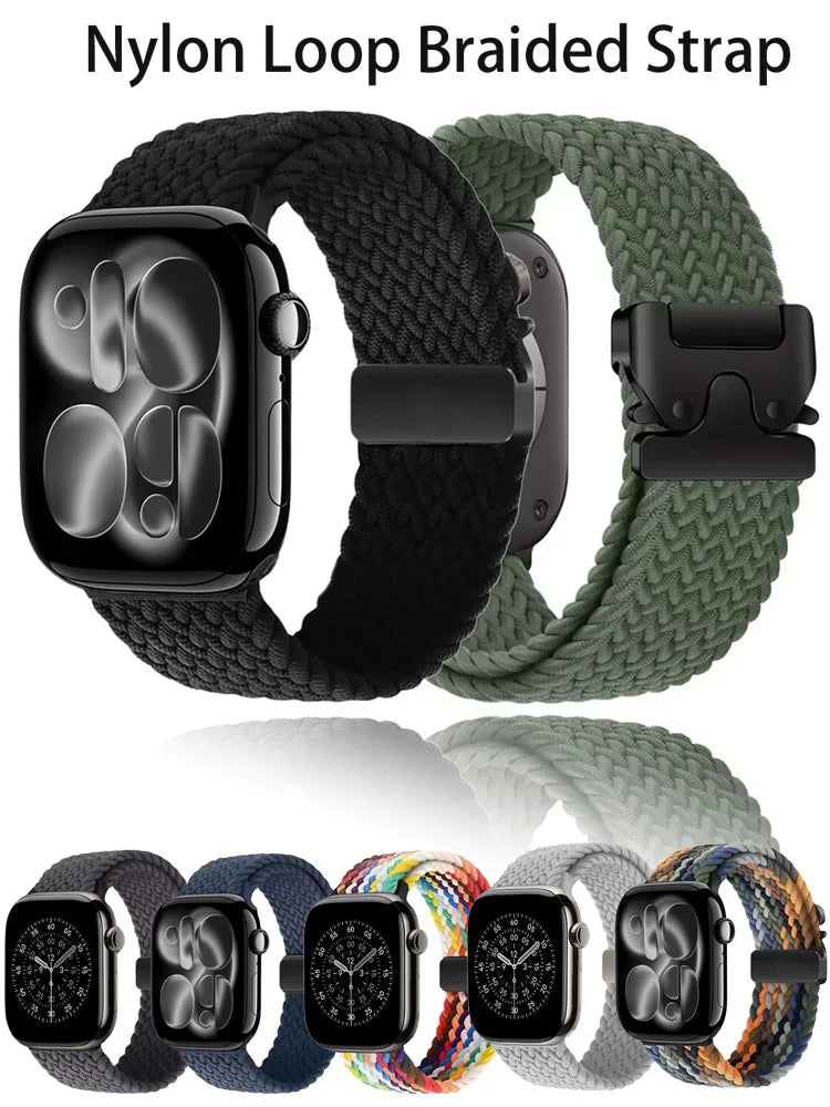 nylon Braided Strap For Apple Watch Band Ultra 3/2/1 49mm parachute Buckle 11 10 46mm 42mm 9 8 7 45/41mm iWatch 6 5 SE3 44/40mm