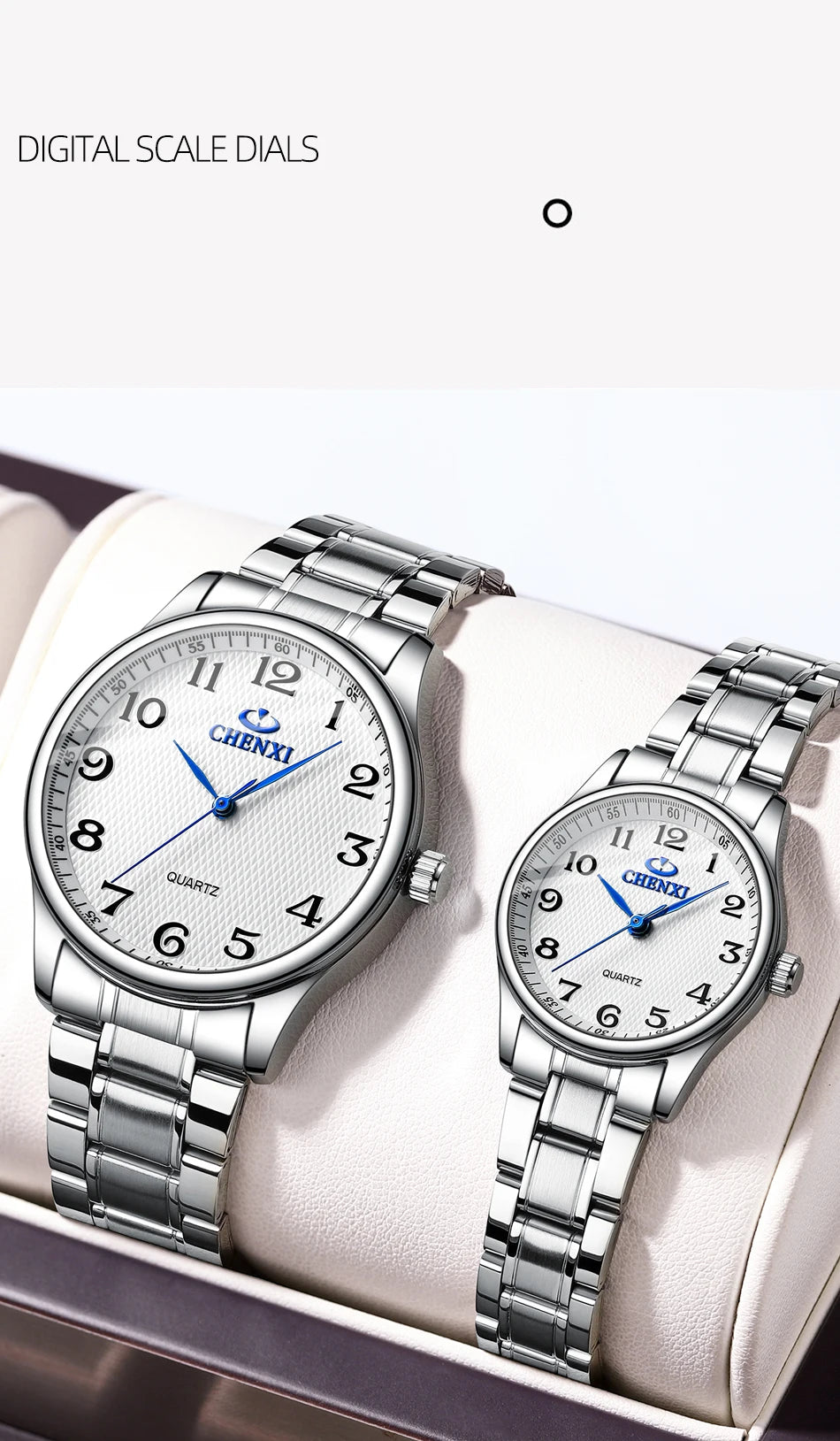 Minimalist Couple Watches Water-Resistant Digital Large Dial Watches Men's & Women's Quartz Wristwatches Valentine's Day Gifts