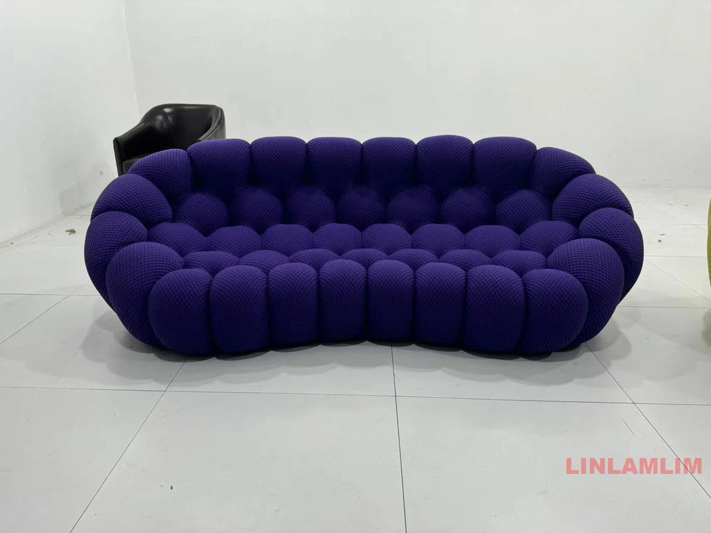 Linlamlim Modular Cloth Football Couch Contemporary Cloud-Shaped Sofa Fabric Curved Designer Sofa Set for Living Room or Office
