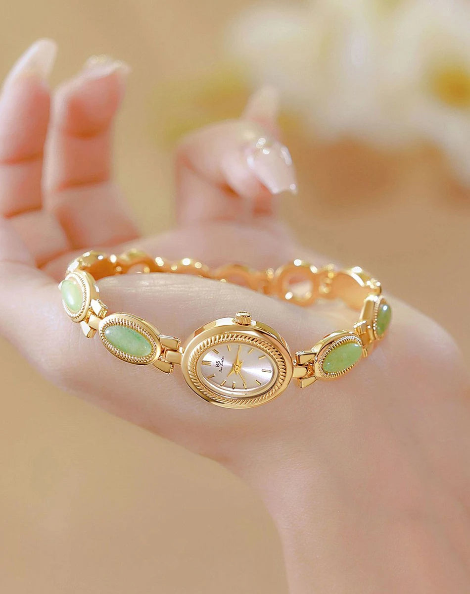 High-end Luxury Ladies Watches Elegant Green Jewelry Jade Quartz Bracelet Wristwatch gifts for women 2025 Fashion dress Watch