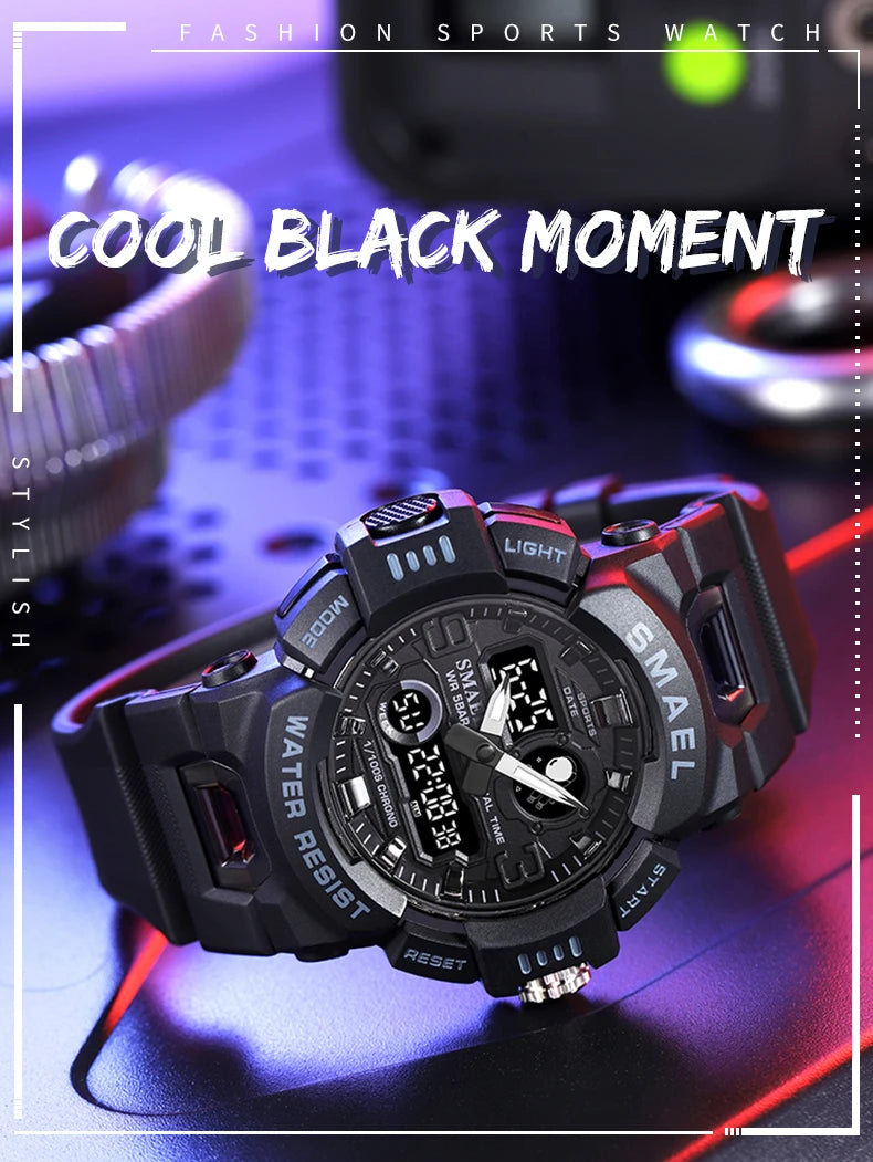 SMAEL Sport Watches Digital Watch LED 50m Waterproof Military Wristwatch Male Clocks 8063 Mens Watches  Stopwatches Alarm Clock