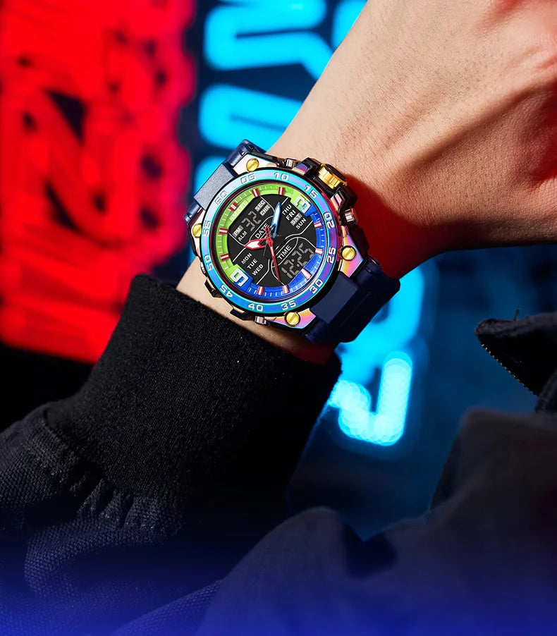 SMAEL Sports Watches 50M Waterproof Quatz Watches Mental Shockproof Men's Wristwatch Dual Time Alarm Clock  8138 Military Watch