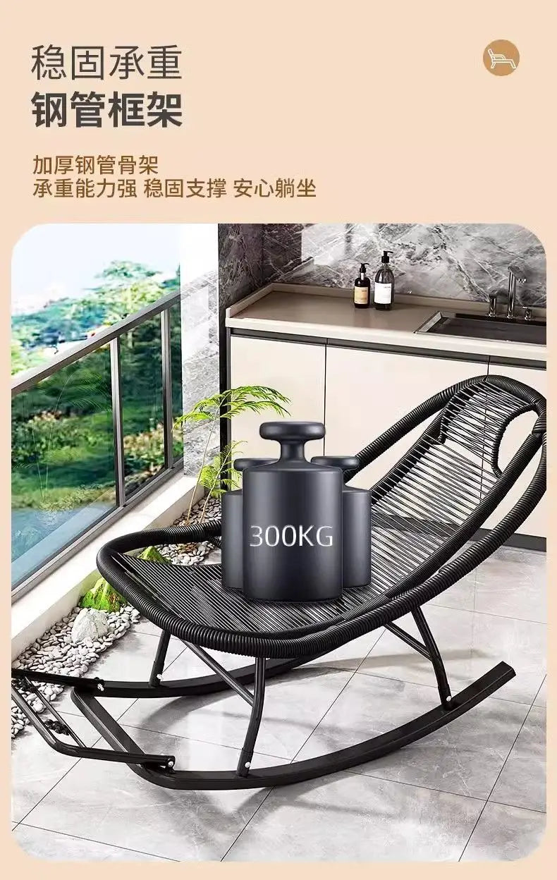 Leisure Lounge Chair, Garden Chair, Widened Rocking Chair, Rattan Rainbow Rocking Chair