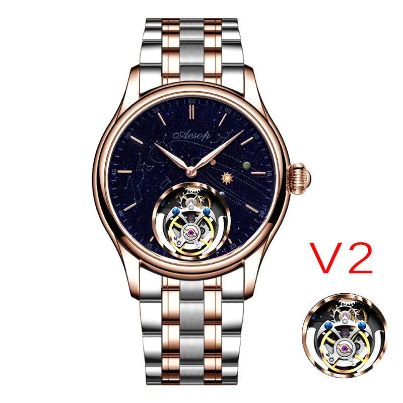 AESOP Original Flying Tourbillon Watches for Men Mechanical Skeleton Tourbillon Movement Fashion Wrist Watch Mens Sapphire 2025