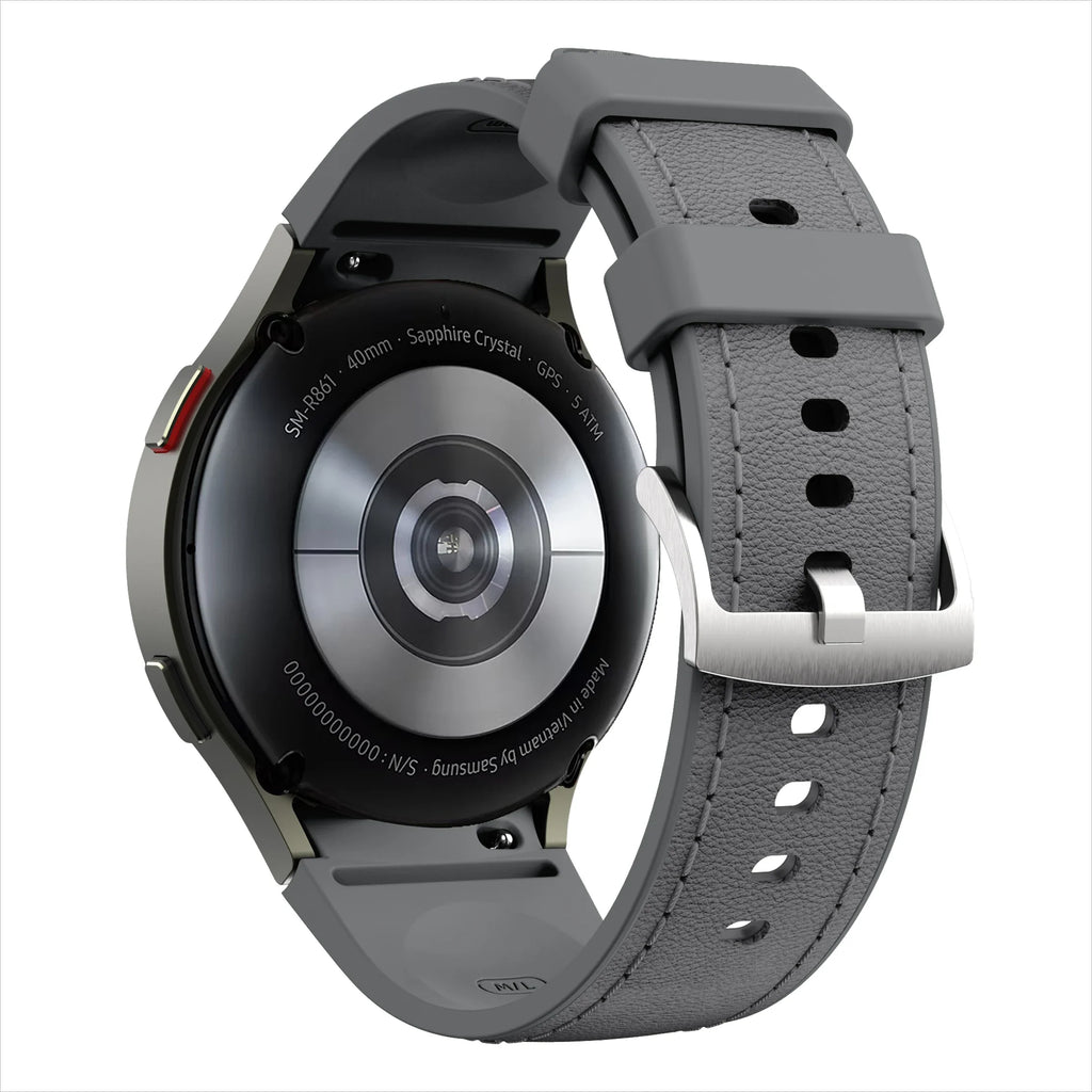 Silicone+Leather Strap for Samsung Galaxy Watch 7 6 5 4 44mm 40mm/5 Pro 45mm Wristband for Galaxy Watch 6 Classic 47mm 43mm Belt