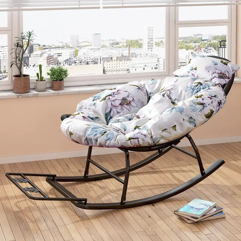 Leisure Lounge Chair, Garden Chair, Widened Rocking Chair, Rattan Rainbow Rocking Chair