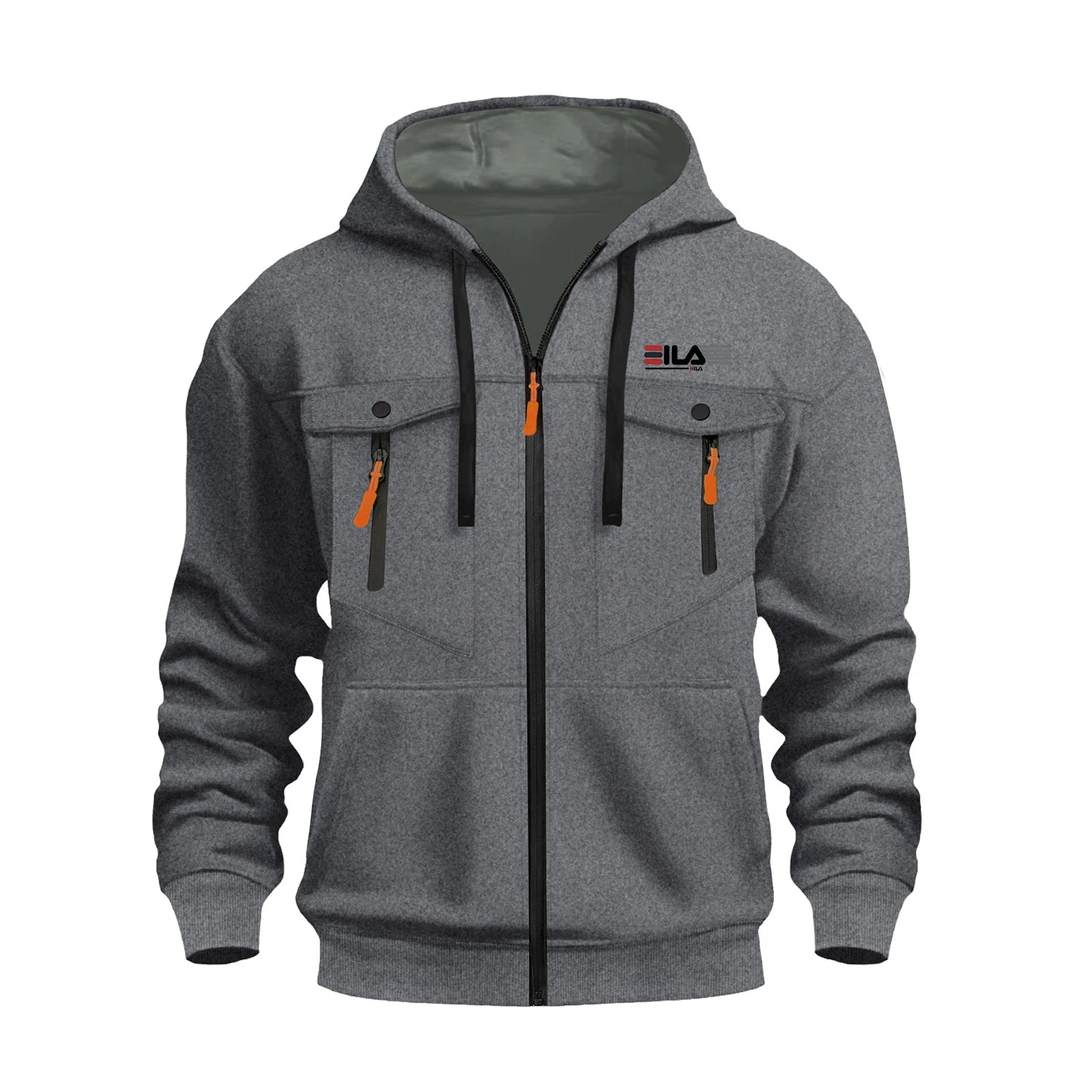Autumn Winter Hoodies Men Zipper Patchwork Warm Fleece Sweatshirts Multi Pockets Male Fashion Hooded Jacket Thick Outdoor Hoodie