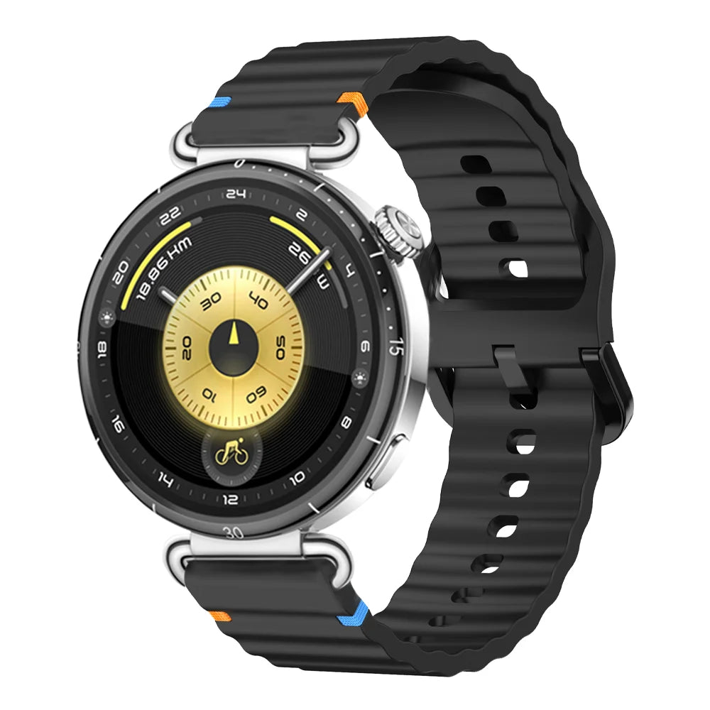 18/20/22mm Sports Wave Silicone Strap For Huawei Watch GT6-5-4 41mm 5 GT5 Pro 42mm Bracelet Wristband For Xiaomi Watch S4 41mm