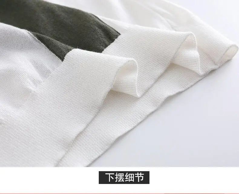 High-quality Color Blocked Striped Knitting Men's Polo Shirts Summer Thin Ice Silk Breathable Lapel T-shirt Business Casual Tees
