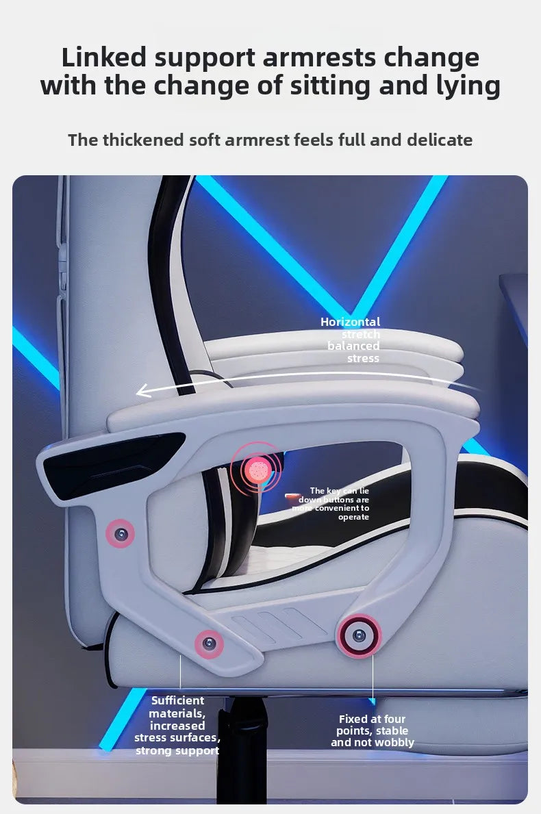 Male e-sports chair is comfortable for prolonged sitting, computer chair can be reclined for leisure, backrest