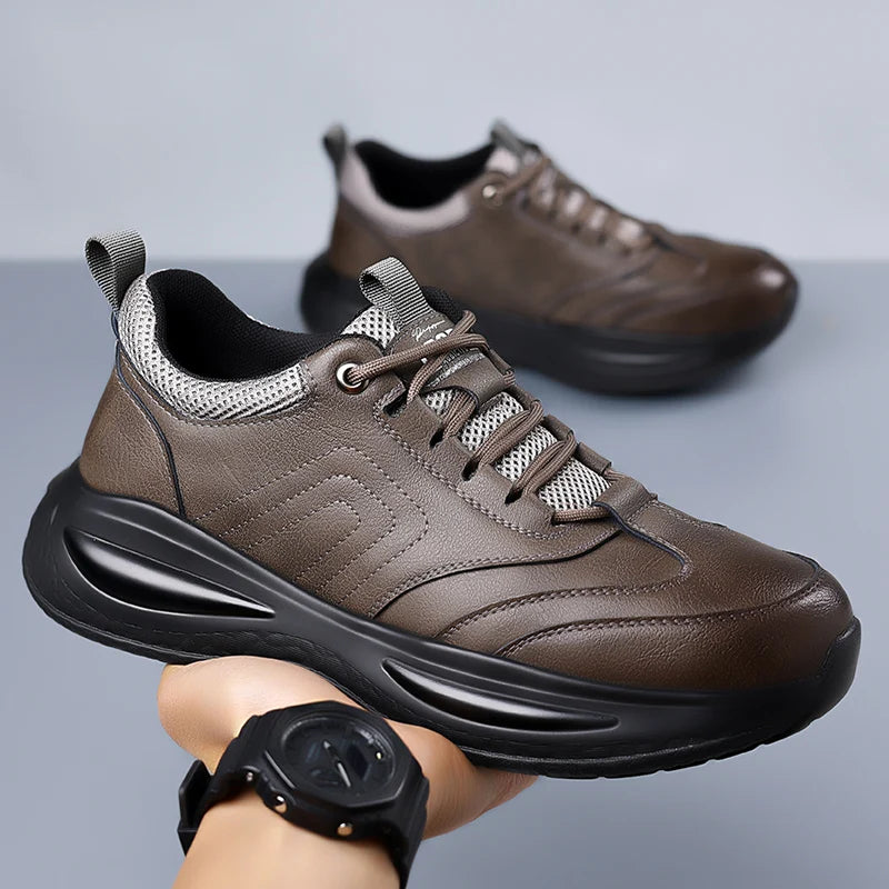 Fashion Men's Autumn Casual Leather Shoes Classic Business Formal Sneakers Comfy Thick Bottom Office Outdoor Daily Walking Shoes