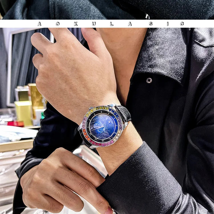Stainless Steel New Starry Sky Series Luminous Waterproof Self-Wind Automatic Mechanical Watch for Men