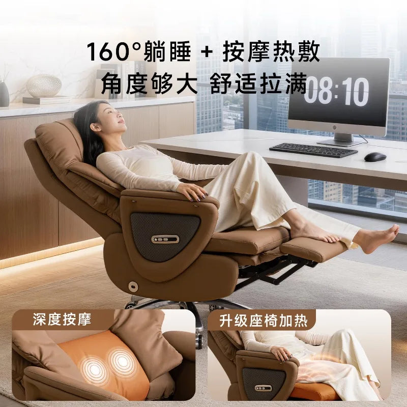 Genuine Leather Electric Ventilated & Heated Executive Office Chair – Ergonomic Reclining Computer Chair Sitting Comfort JT40