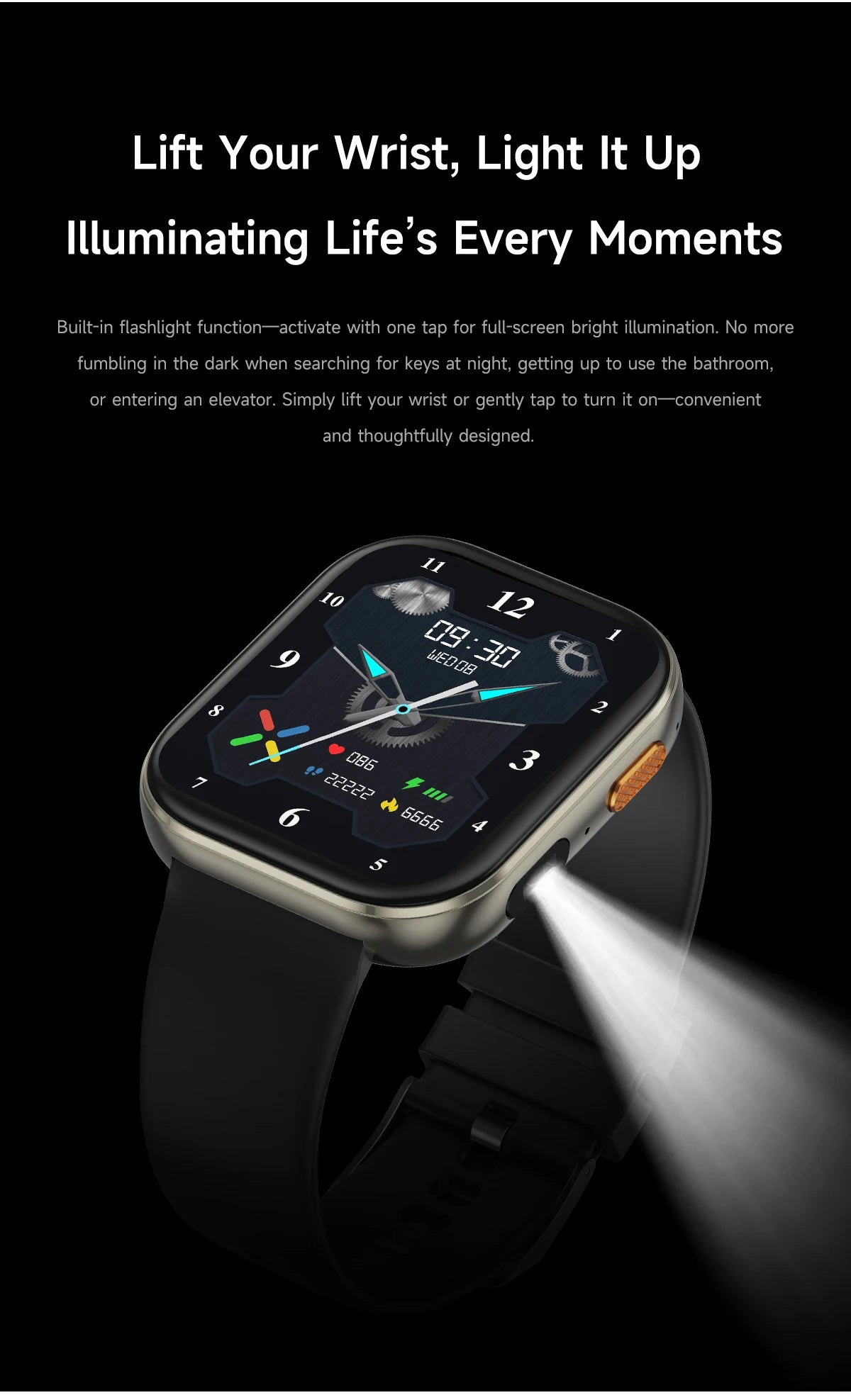 New 1000mAh Large Battery Smartwatch Men Women | 2.04"HD Screen BluetoothCall Heart Rate Monitor Flashlight Sports Fitness Watch