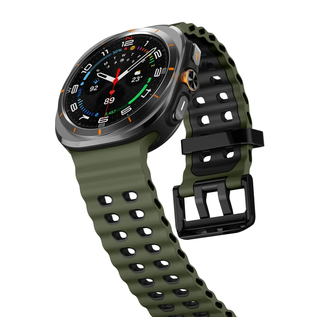 Two-color Silicone Strap for Samsung Galaxy Watch Ultra 47mm Ocean Original Official Wristband Galaxy Watch 8-7 Ultra 47mm Belt