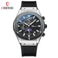 CHENXI Original Watch Quartz Waterproof Sports Watches Men Silicone Strap Chronograph Calendar Multi Functional Wristwatches