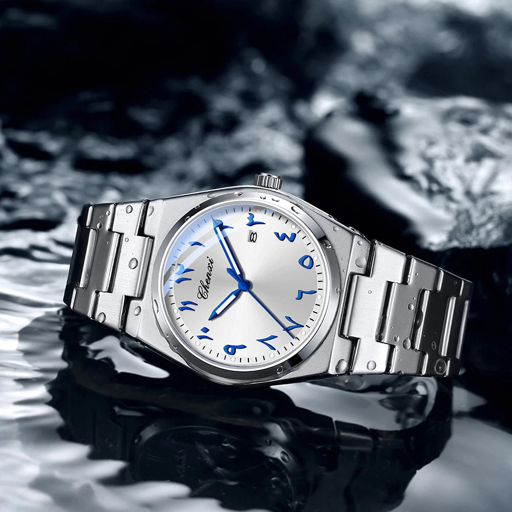 Original Men's Watches CHENXI Eastern Arabic numerals Dial Date Luminous Quartz Business Simple Watch Waterproof Stainless Steel