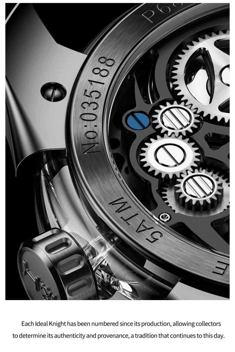 IDEAL KNIGHT 6802 Tourbillon Watch For Men Transparent Skeleton Mechanical Wristwatch Man Luxury Top Brand Limited Edition Watch