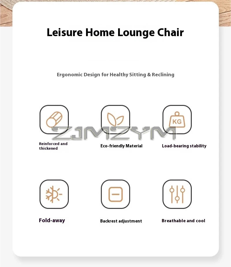 Folding Adjustable Backrest Recliner Comfortable Armchair Patio Nap Balcony Home Leisure Rattan Seating Lounge Chair