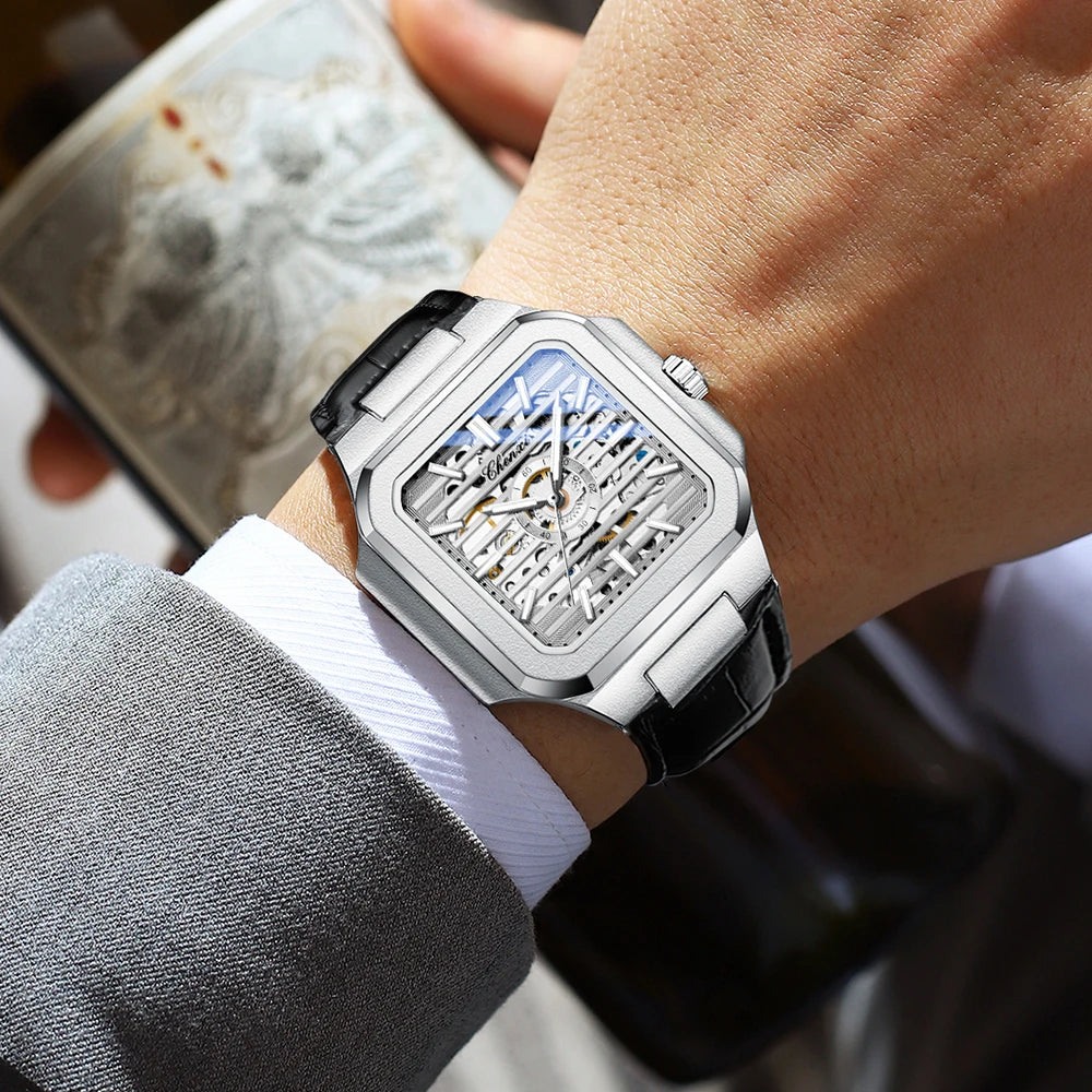 CHENXI Mechanical Men's Watch High-end Square Dial Men Watches Fully Automatic Hollow Wristwatches Male Gifts