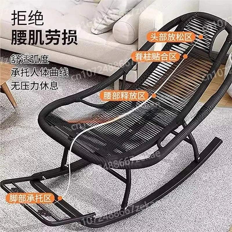 Leisure Lounge Chair, Garden Chair, Widened Rocking Chair, Rattan Rainbow Rocking Chair
