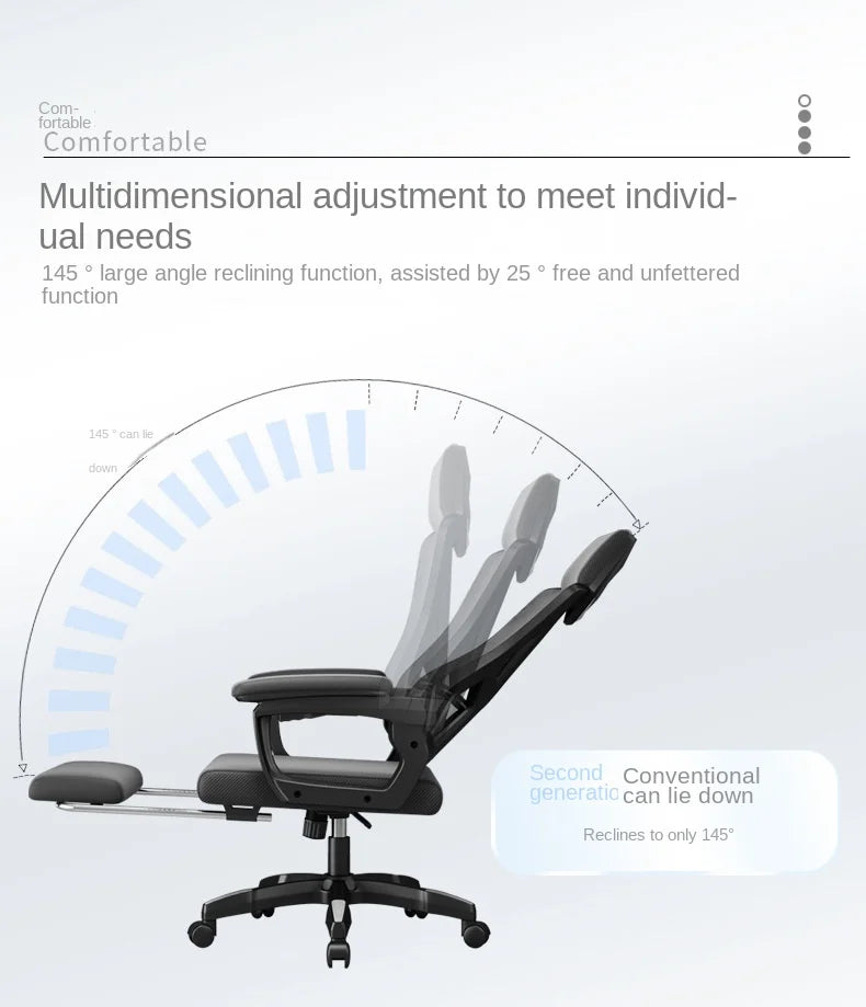 Ergonomic Gaming Office Chair High Back Reclining 145° Adjustable Swivel Computer Desk Chair With Lumbar Support Breathable Mesh