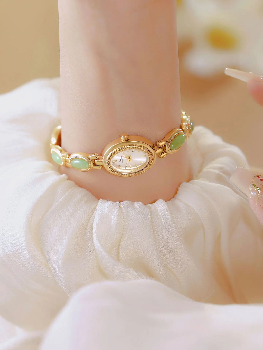 High-end Luxury Ladies Watches Elegant Green Jewelry Jade Quartz Bracelet Wristwatch gifts for women 2025 Fashion dress Watch