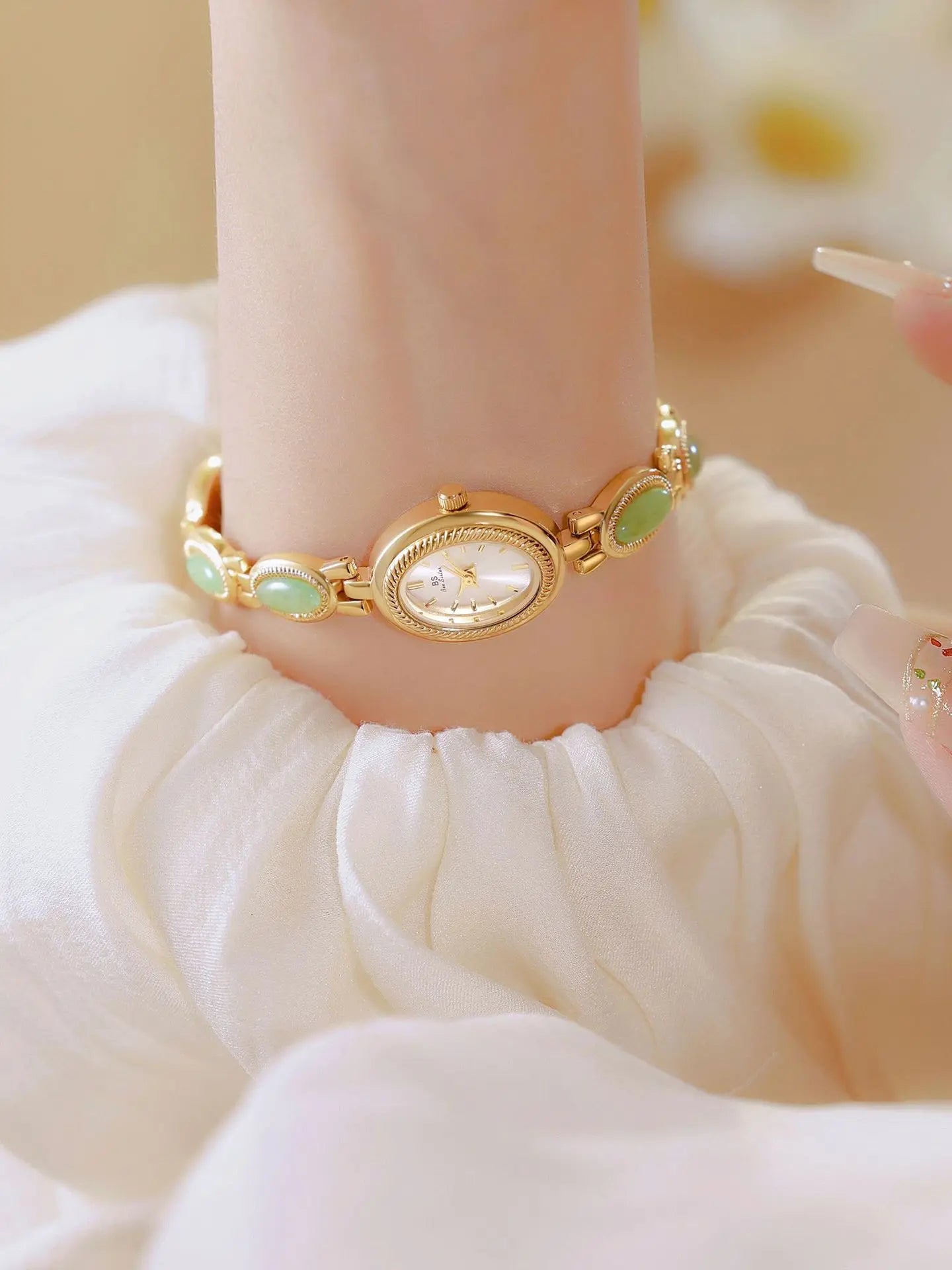 High-end Luxury Ladies Watches Elegant Green Jewelry Jade Quartz Bracelet Wristwatch gifts for women 2025 Fashion dress Watch
