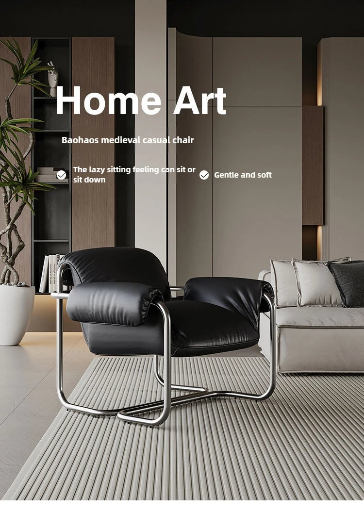 Nordic Dining Chair,leisure Chair,light Luxury Armchairs,designer Stainless Steel Minimalist Reading Chairs, Balcony Lazy Chairs