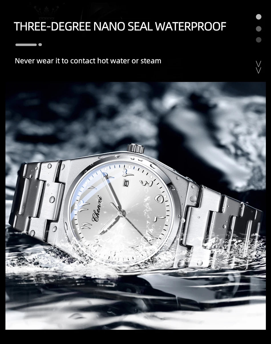 CHENXI Eastern Arabic Numerals Men's Wristwatch Business Casual Luminous Watches for Men Calendar Waterproof Quartz Man Watch