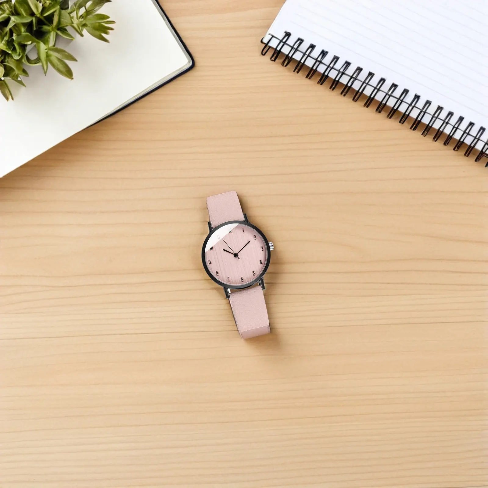 Quartz Wrist Watch for Women Simple Classic Design Wood Pattern Dial Precise Movement Stylish Strap Fashionable Everyday