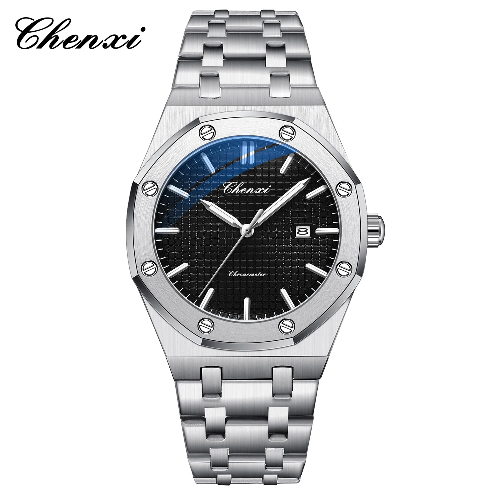 CHENXI NEW Men's Watches Fashion Casual Luminous Date Quartz Watch Male Clock Gifts 42mm Dial Gold Wristwatch Waterproof