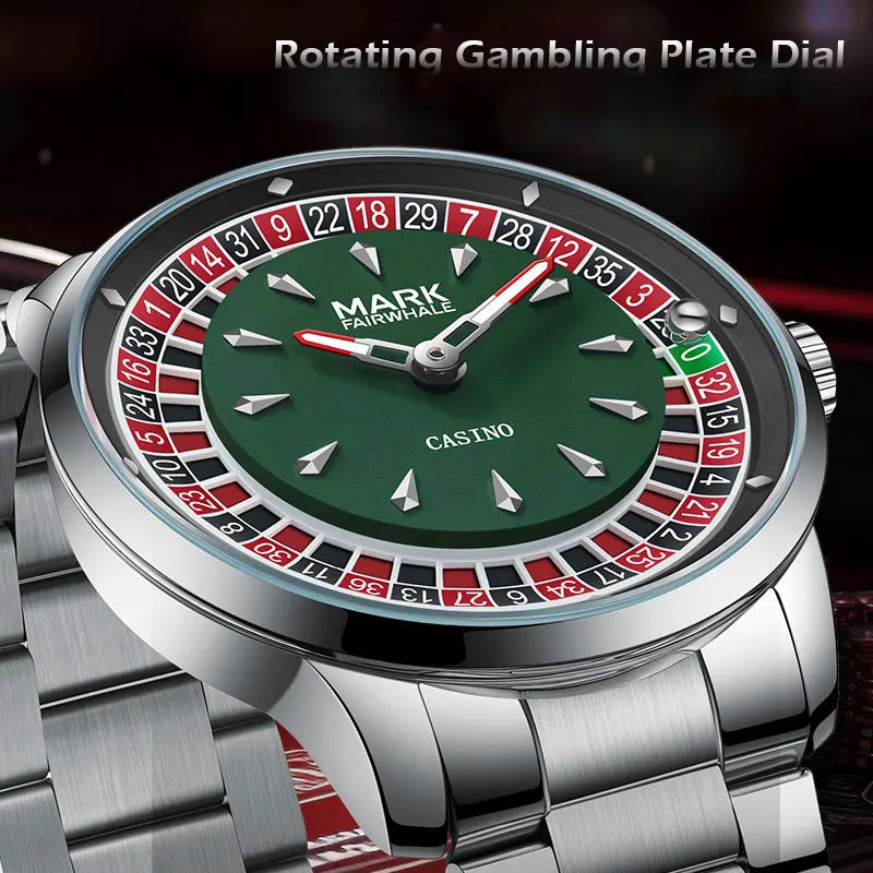 Mark Fairwhale 2025 New Top Brand Men Quartz Watch Arabic numerals Rotating Dial Roulette Automatic Watch Diamond Luminous Hand