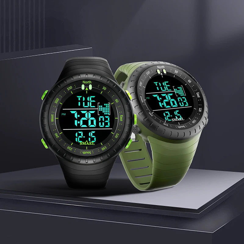 SMAEL 1237 Men's Analog Digital Dual Display Sport Watch - 50M Waterproof LED Alarm Stopwatch Chronograph Shock Resistant