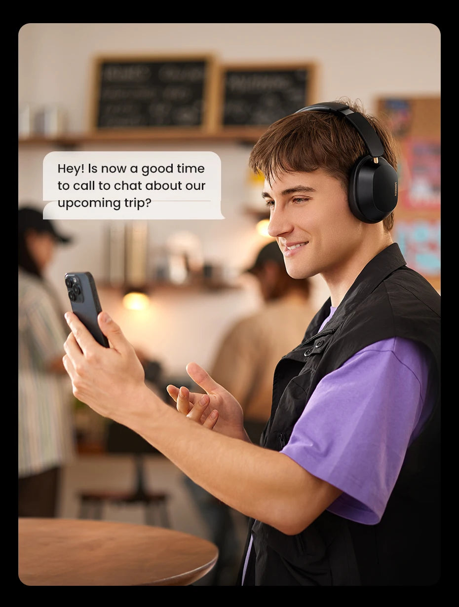 UGREEN Max5c Wireless Bluetooth Headphones 43dB Hybrid Active Noise Cancellation Hi-Res LDAC 75H Spatial Audio Earbuds Headset
