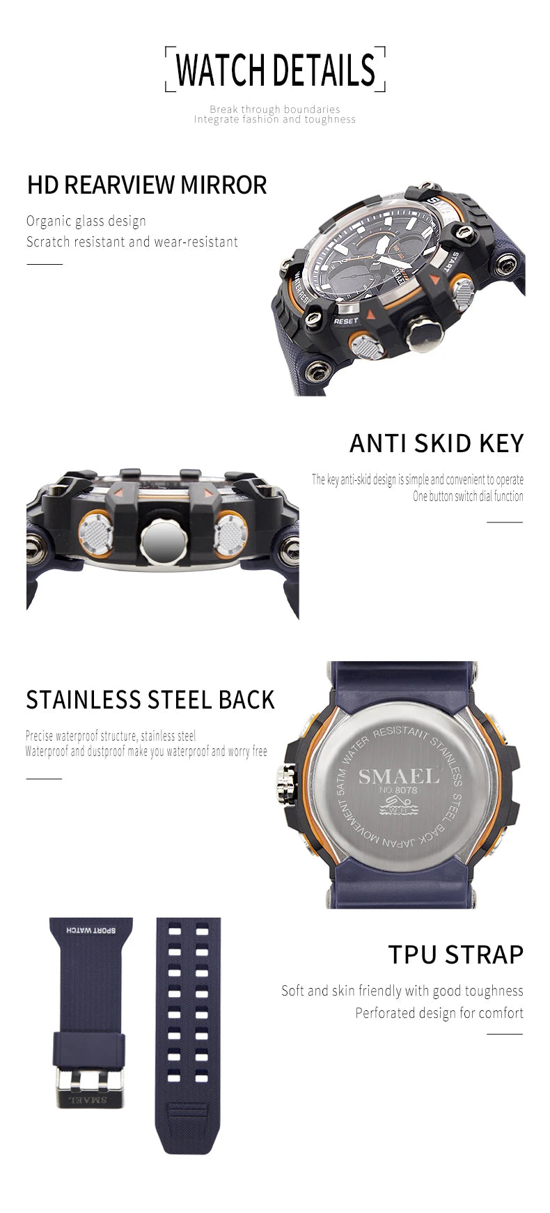 SMAEL Brand Sport Watch Men Quartz Wristwatches Waterproof Dual Time Display Military Army Green Male Clock 8079 Mens Watches