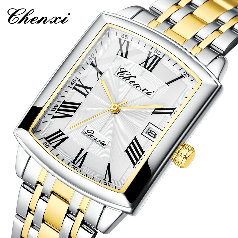 CHENXI Watches for Man Fashion Casual Calendar Quartz Watch Stainless Steel Bracelet Waterproof Men's Wristwatches Gifts