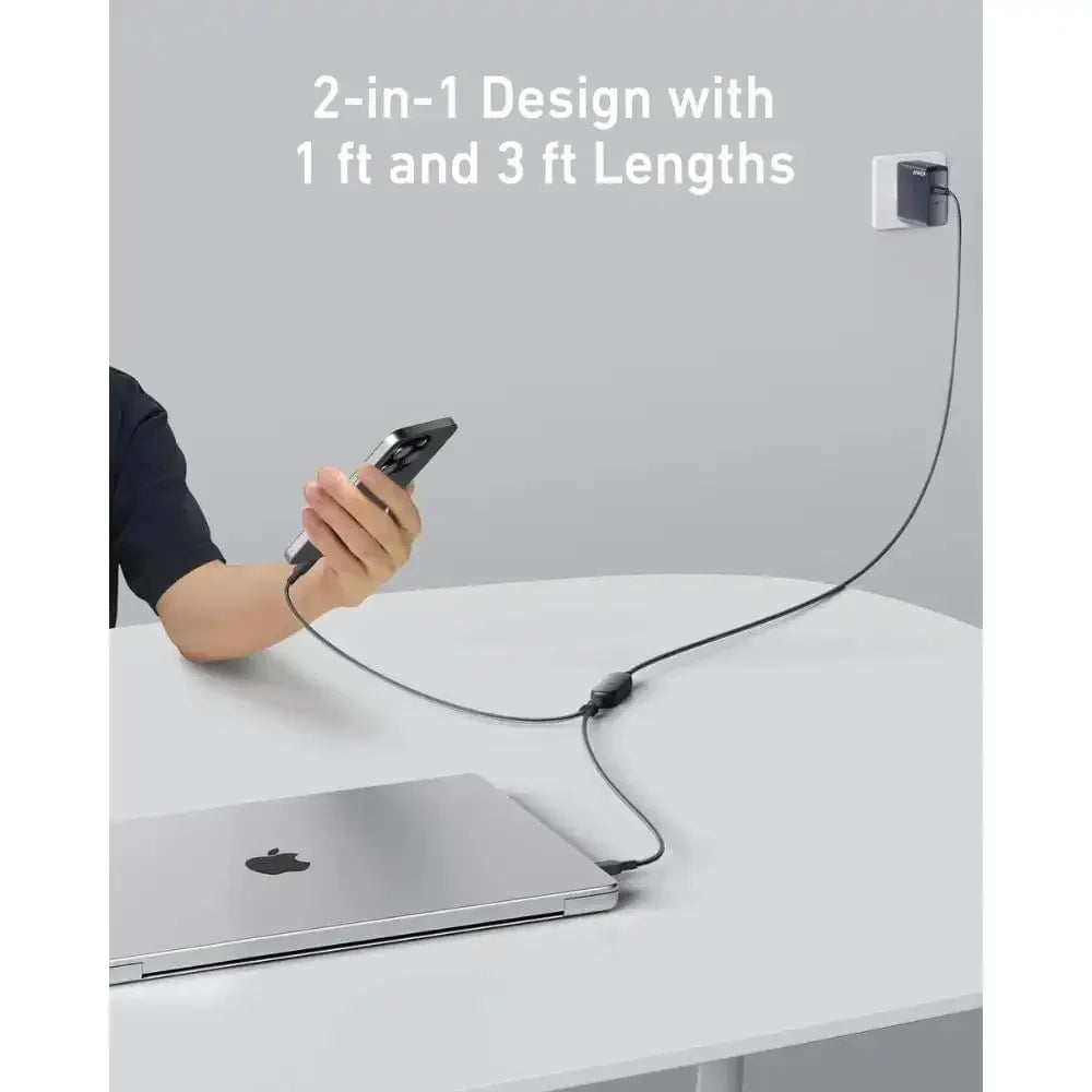 ANKER 2in1 USB-C To USB-C Braided 140W Dual Head Fast Charging High-power Data Cable-A8895 Suitable for IPhone16/PC/iPad Android