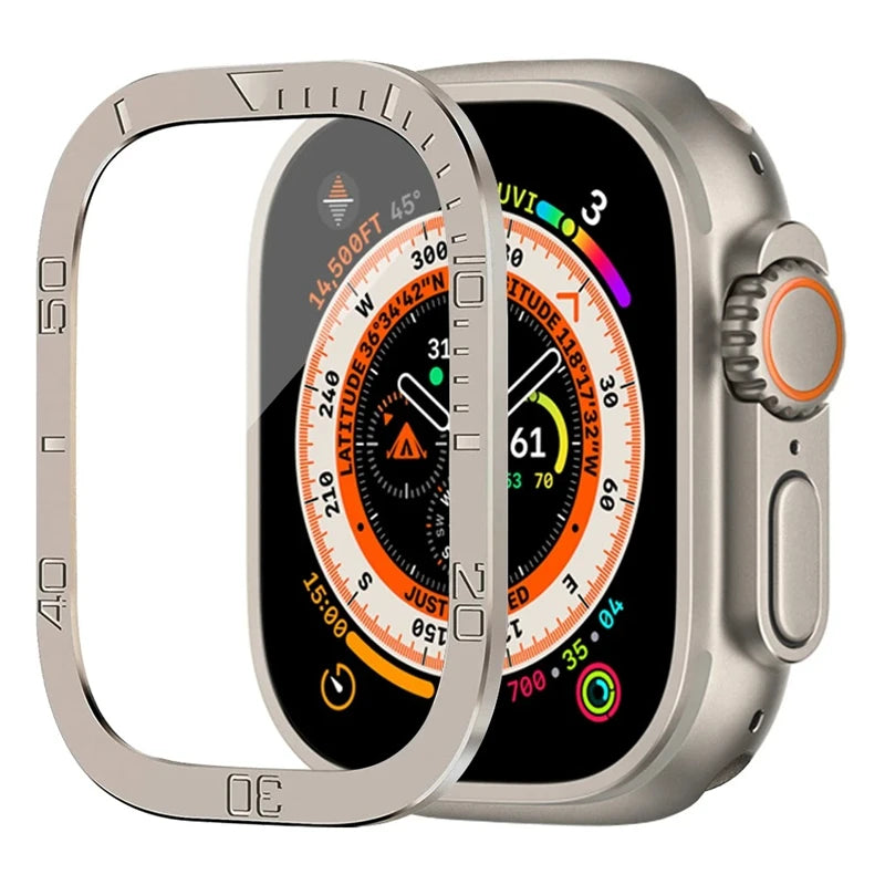 Aluminium Alloy Case+Tempered Glass for Apple Watch Ultra 2 49mm Anti-Scratch Screen Protector for iWatch Ultra 49mm Cover Film
