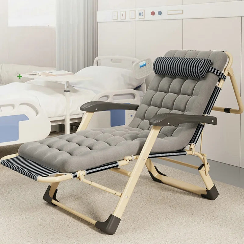 Outdoor Portable Folding Sun Lounger Recliner Chair With Soft Cushion For Garden Camping Beach Gravity Lounge Chair Steel Frame