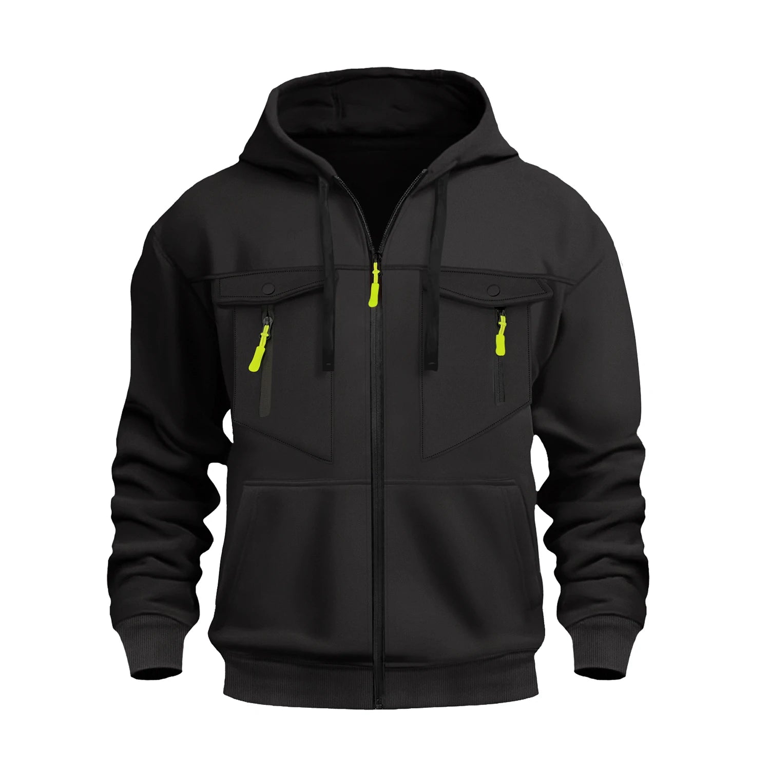 Autumn Winter Hoodies Men Zipper Patchwork Warm Fleece Sweatshirts Multi Pockets Male Fashion Hooded Jacket Thick Outdoor Hoodie