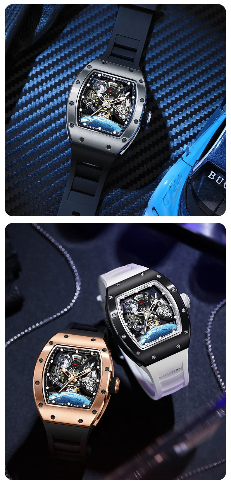 2025 Automatic Movement Mechanical Wrist Watches Men Hollow Design Waterproof Watch High Quality Custom Logo Automatic Watches