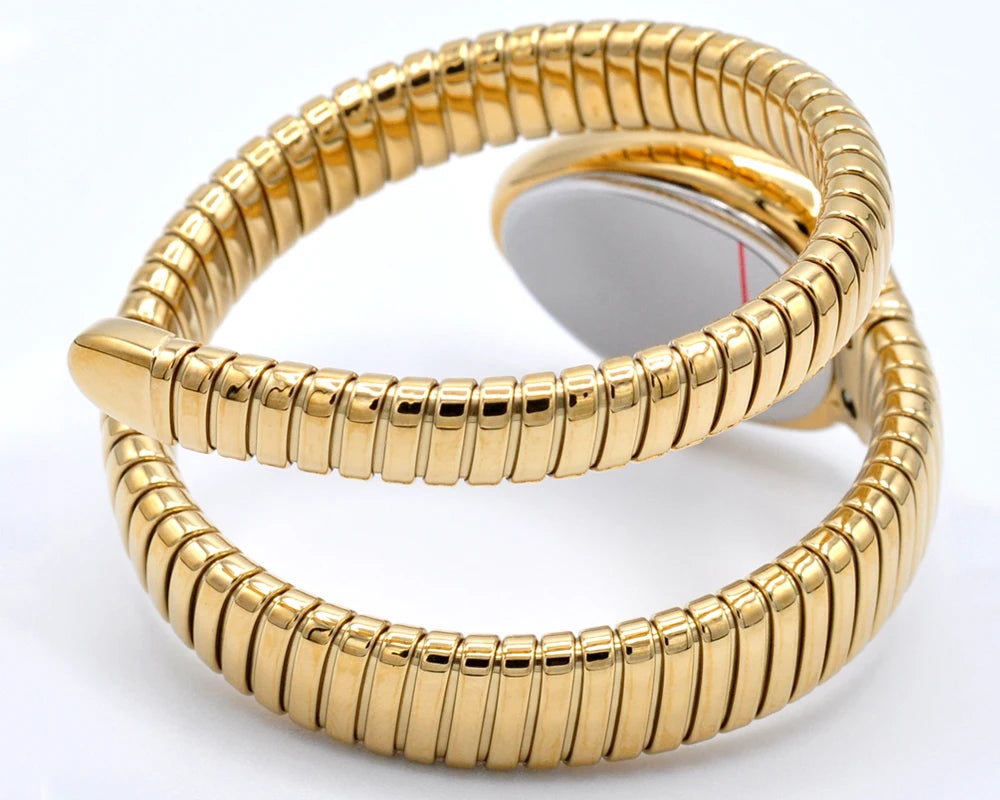 2026 High Quality Gold Diamond Set Snake Shaped Dress Watch Bangle Style Fashionable Unique Brand Same Style Women's Wristwatch
