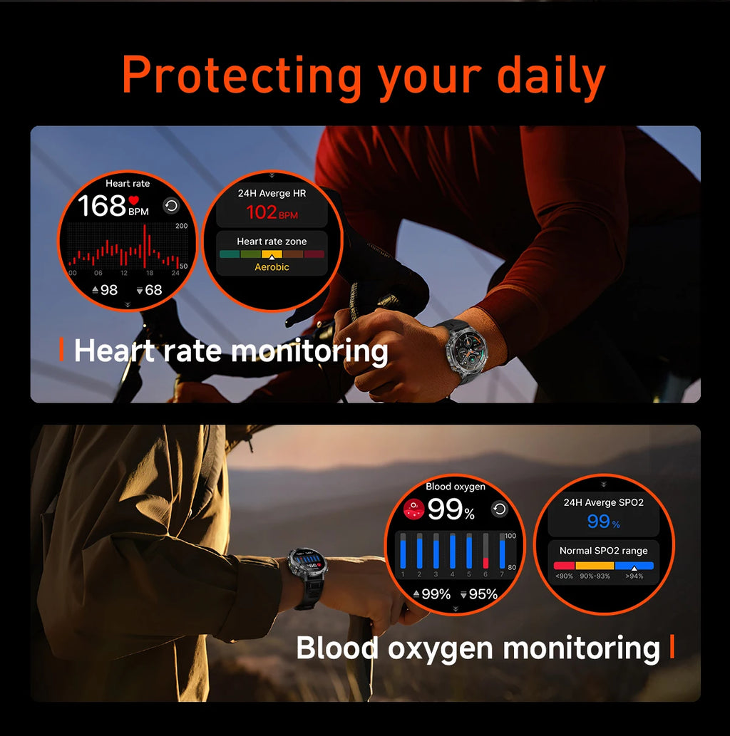 LIGE 2026 Military 1400mAh Battery Smart Watch Men Outdoor Flashlight IP68 Waterproof Heart Rate Bluetooth Call Sports Bracelet