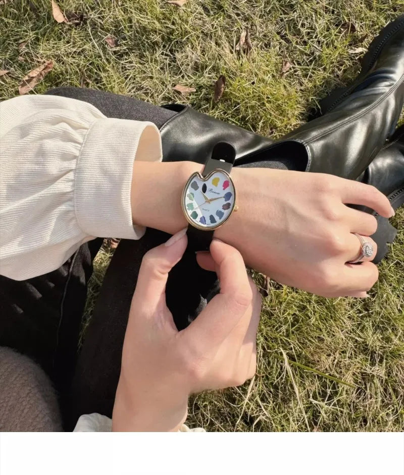 2026 Hot Sale Retro Niche Art sketching board Design Leather Quartz Square Exquisite and Versatile Pointer Watch 29mm