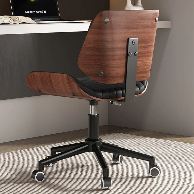 Italian Solid Wood Computer Chair, Light Luxury Office Chair, Desk Chair, Genuine Leather Material, High Quality, Designer Style