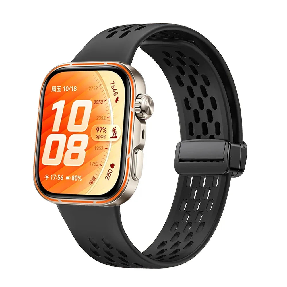 Original Silicone Strap For Huawei Watch Fit 5/4/3 Breathable Replaceable Magnetic Bracelet Band For Huawei Watch Fit 4/5 Pro