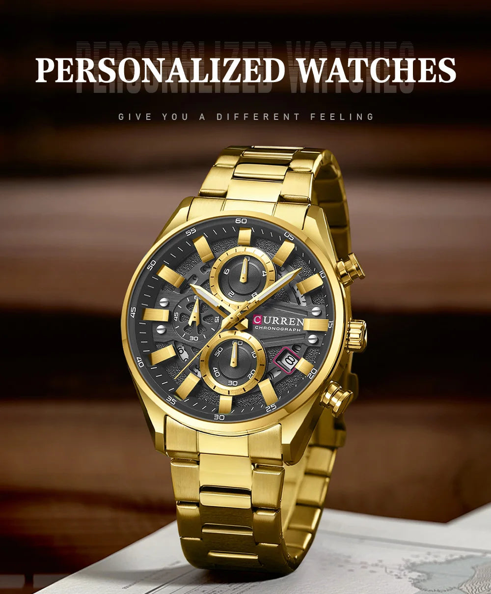 CURREN Top Luxury Business Calendar Multi functional Waterproof Sports Men's Quartz Men Watch Construction Wristwatch for Men